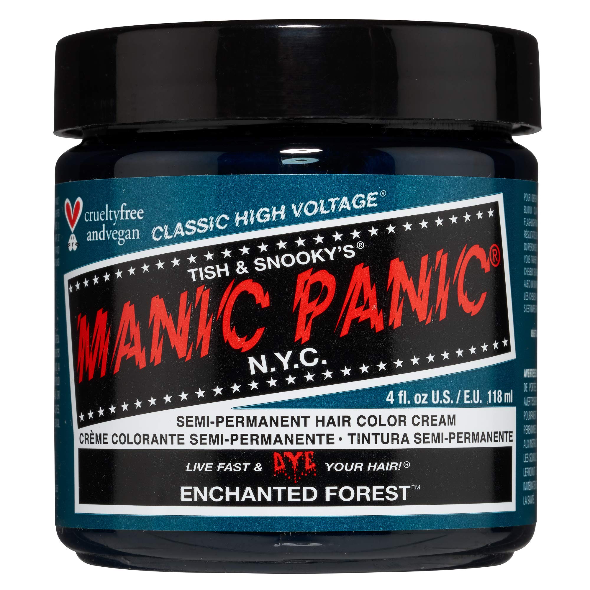 MANIC PANIC Enchanted Forest Green Hair Dye – Classic High Voltage - Semi Permanent Deep Teal Green Hair Color With Blue Undertones - Vegan, PPD & Ammonia Free (4oz) 4 Fl Oz (Pack of 1) 1 MANIC PANIC Enchanted Forest Green Hair Dye – Classic High Voltage - Semi Permanent Deep Teal Green Hair Color With Blue Undertones - Vegan, PPD & Ammonia Free (4oz) 4 Fl Oz (Pack of 1)