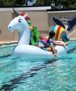 dreambuilderToy Giant Inflatable Unicorn Pool Float, 9 Feet Long , Unicorn Pool Float Floatie Ride On Large raft Summer Beach Pool Party Lounge for Kids and Adults (Unicorn Float) 30 81BRAqyhSAL