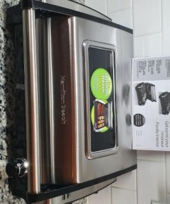 Hamilton Beach Electric Indoor Searing Grill with Viewing Window & Adjustable Temperature Control to 450F, 118 sq. in. Surface Serves 6, Removable Nonstick Grate, Stainless Steel Searing Grill with Window 99 81BRnQZQloL 1