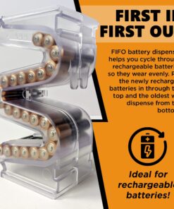 Battery Ladder (TM) Clear AA & AAA Combo Battery Holder/Storage - Vertical Organizer Case That Holds 28 AAA & 20 AA Batteries - Stackable, Expandable and Wall Mountable - Combo Pack 17 81BTOy4rBsL