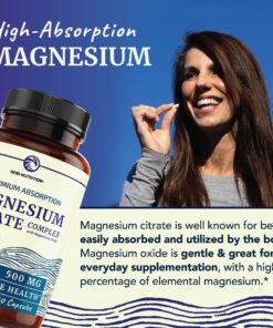 Magnesium Citrate Complex | 500 MG High Absorption Formula Calm, Relaxation & Digestion Support Supplement with Elemental Oxide Gluten-Free, Soy-Free 60 Capsules (2-Month Supply) Citrate 60ct 23 81BVIAIofpL