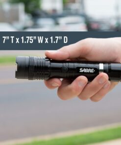 SABRE 2-in-1 Stun Gun with Flashlight and Belt Holster, Emits 1.60 Powerful Pain Inducing Microcoulombs (µC) Charge, 120 Lumen LED Flashlight, Rubberized Grip, Compact Design, Rechargeable 12 81BVUA7X8wL