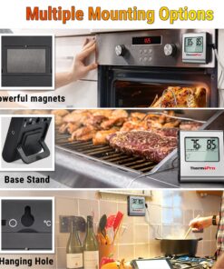 ThermoPro TP-16 Large LCD Digital Cooking Food Meat Smoker Oven Kitchen BBQ Grill Thermometer Clock Timer with Stainless Steel Probe Light Silver 26 81BWg2IiaoL