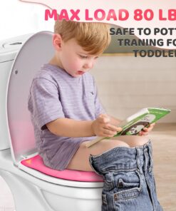 Gimars Portable Travel Potty Seat for Toddlers, Large Folding Travel Potty Seat For Kids Fits All Shape Toilet, Foldable Toilet Seat for Boys & Girls With 6 Non-Slip Silicone Pad, Free Carry Bag, Pink 30 81BZhBIF6lL 2