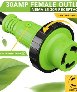 LeisureCords Trailer dogbone Adapter 15 amp Male to 30 amp Female Locking Connector with LED Power Indicator 12 81BaAKVV6qL