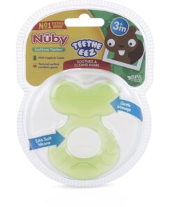 Nuby Silicone Teethe-eez Teether with Bristles, Includes Hygienic Case, Green 15 81BcDyvHKnL