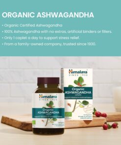 Himalaya Organic Ashwagandha, 60 Day Supply, Herbal Supplement for Stress Relief, Energy Support, Occasional Sleeplessness, USDA Certified Organic, Non-GMO, Vegan, Gluten Free, 670 mg, 60 Caplets 34 81BcQ4glg4L