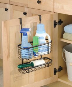 iDesign Steel Over-The-Cabinet 2-Tier Hanging Kitchen Storage Basket The Axis Collection, 4" x 11.1" x 16.3", Bronze 22 81Bei3U5ARL