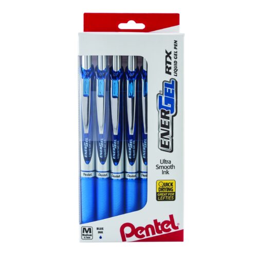 Pentel® EnerGel™ RTX Retractable Liquid Gel Pens, Medium Point, 0.7 mm, 54% Recycled, Blue Barrel, Blue Ink, Pack Of 12 Pens