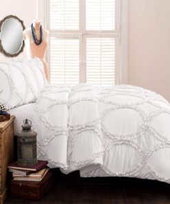 Lush Decor Avon Comforter Ruffled 3 Piece Bedding Set with Pillow Shams, King, White 18 81BfhfkoU3L