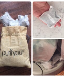 100% Natural Bamboo Charcoal Air Purifying Bag - Set of 12 Carbon Filters, Deodorizer Bags, Odor Absorber for Diaper Pail, Trash, Shoes, Closets, Cars, Fridge, Pets House, Kitchen, Home by purifyou 37 81BgniouwbL