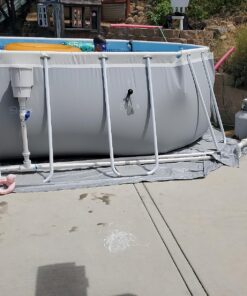 Intex 26795EH Prism Frame 16.5ft x 9ft x 48in Outdoor Above Ground Oval Swimming Pool Set with Filter Pump, Pool Cover and Ladder, Gray 16.5ft x 9ft x 48in / Oval 36 81BhJKwm43L