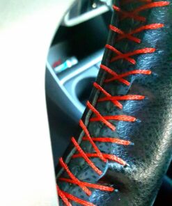 AULLY PARK Universal Car Steering Wheel Cover Genuine Leather Stitch On Wrap (Size L, Red and Black) 13 81BhSSwU0nL