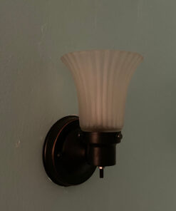 Design House 505115 Village 1-Light Indoor Dimmable Wall Sconce Frosted Flute Glass with Twist On/Off Switch for Bathroom Bedroom Hallway, 8.25" H x 5.1" W, Oil-Rubbed Bronze 35 81BiCFMmqXL