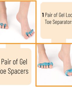 DR. JK- ToePal Gel Toe Separator, 2 Pairs, Toe Spacers, Toe Straightener, Hammer Toe Straightener, Toe Spreader, Toe Stretcher, Toe Corrector for Women and Men, Bunion Corrector Blue 19 81BoSGX2REL