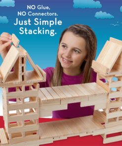KEVA Structures 200 Wood Building Planks Set - Building Toy Includes 200 Wooden Blocks and Idea Book - Ages 5 and Up 21 81BqYi9IwL