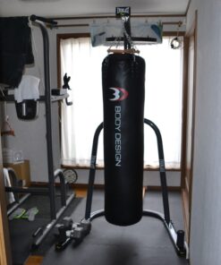 Everlast Steel Heavy Punching Bag Stand Workout Equipment for Kickboxing, Boxing, and MMA Training with 3 Plate Pegs and 100 Pound Capacity Black 54 81Bs4ynSXPL