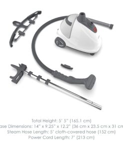 Pure Enrichment® PureSteam™ XL Standing Steamer with Garment Hanger - Heats in 45 Seconds with 0.5-Gallon Water Tank for 1 Hour Continuous Steaming - Includes Fabric Brush and Easy-roll Wheels 28 81BsY2ThBcL