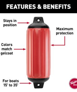 Taylor Made Products Super Gard Inflatable Vinyl Boat Fender Fenders 8.5" x 26" Red 10 81BsaclitJL