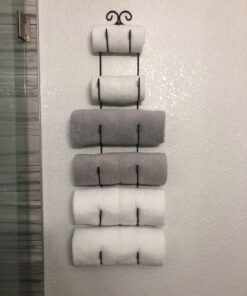 Sorbus Towel Rack Wall Mounted – Metal Towel Holder for Bathroom Wall, Washcloth, Rolled Bath Towels, Spa, Gym, Camper Rv, Shelf Cabinet - 6 Level Wine Rack Wall Mounted for Kitchen Bar, Wine Cellar 35 81BshrnbFgL