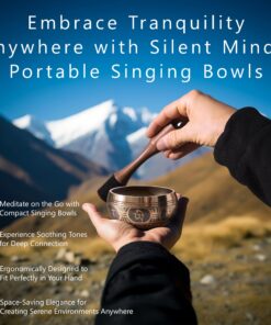 Alternative view of Tibetan Singing Bowl Set ~ Easy to Play with Dual-End Striker & Cushion ~ Beautiful Sound for Holistic Healing, Stress Relief, Meditation & Relaxation ~ Gratitude Pattern ~ Antique Light Brown Bowl