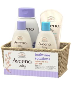 Aveeno Baby Bathtime Solutions Baby & Me Gift Set with Baby Wash & Shampoo, Calming Baby Bath & Wash, Baby Daily Moisturizing Lotion & Stress Relief Body Wash for Mom, Soap-Free, 4 items 31 81BuYbm wSL