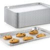 Pack of 10 Aluminum Square Baking Pans Disposable Foil Cooking Tins Ideal for Brownie, Coffee Cakes, Side Dishes – Use as Portable Food Storage Container Standard Size 16" x 11-¼ x 3/4” Inch 17 81BvQPLtsgL