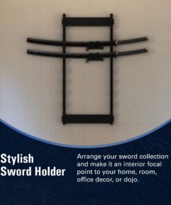 Whetstone Cutlery 8-Tier Wall Display Sword Rack, Durable Wall Mounted Samurai, Katana, Wakizashi, or Any Standard Swords Holder with Stylish Elegant Black Finish - Home, Room, Office, or Dojo Decor, 3''x17.5''x39 11 81ByMtuX S