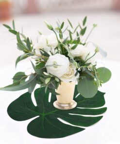 Moon Boat 120PCS Tropical Palm Leaves Plant Imitation Leaf-Hawaiian/Luau/Jungle Party Table Decorations 35 81ByWCRSFbL