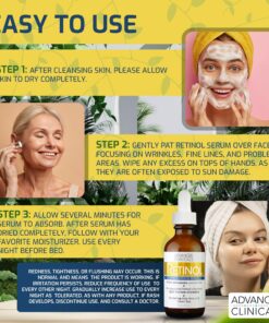 Advanced Clinicals Retinol Facial Serum Moisturizer Skin Care For Face, Anti Aging Retinol Concentrate Reduces Appearance Of Wrinkles & Fine Lines W/Nourishing Aloe Vera & Green Tea, 1.75 Fl Oz 14 81C BYL4KL