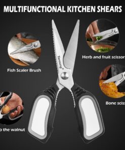 Kitchen Shears, TANSUNG Kitchen Scissors Heavy Duty Dishwasher Safe Food Scissors, Multipurpose Scissors Stainless Steel Kitchen Scissors for Chicken, Poultry, Vegetables, Meat, Fish, Herbs, BBQ Black 34 81C g0edOL