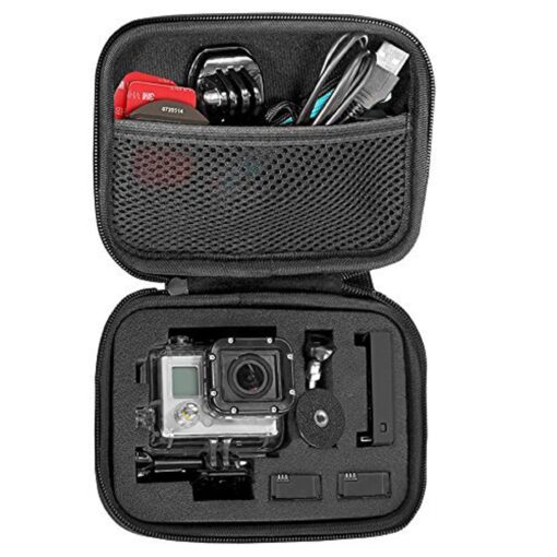 TEKCAM Carrying Case Protective Bag with Water Resistant EVA Compatible with Gopro Hero 12 11 9 8 7 6 5/AKASO EK7000/Brave 4 5 6 7/V50 Elite/Dragon Touch/WOLFANG/APEXCAM Action Camera Storage Box Case-Small