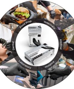 AMMEX Black Nitrile Exam Gloves, Box of 100, 3 Mil, Size Large, Latex Free, Powder Free, Textured, Disposable, Non-Sterile, Food Safe, ABNPF46100BX Large (Pack of 100) Beaded Cuff 17 81C18Eb1XCL