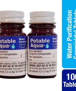 Potable Aqua Water Purification Tablets, Portable and Effective Water Purification Solution for Camping, Hiking, Emergencies, Natural Disasters and International Travel, Two 50ct Bottles, Blue 100 Tablets - Twin pack 16 81C3xudrMHL