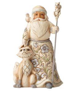 Jim Shore Heartwood Creek White Woodland Santa with Fox Stone Resin Figurine, 5.25”