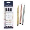 Faber-Castell Metallic PITT Artist Pens - 3 Colored Metallic Colors - Smooth Bullet Nibs (Classic Metallic) 3 Count (Classic Metallic)