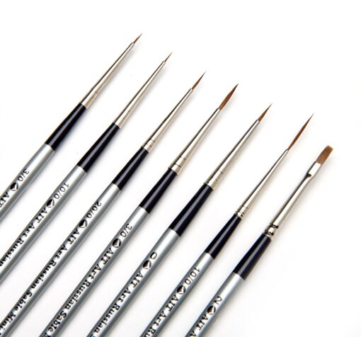 AIT Art Select Red Sable Detail Brush Set, 7 Pure Russian Sable Paint Brushes, Handmade in Germany for Crafting Exquisite Details Using Oil, Acrylic, or Watercolors