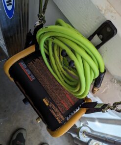 Flexzilla Air Hose, 1/4 in. x 25 ft., 1/4 in. MNPT Fittings, Heavy Duty, Lightweight, Hybrid, ZillaGreen - HFZ1425YW2 Flexzilla 1/4" (inches) x 25' (feet) Coupler and Plug 21 81C8VAK6nnL