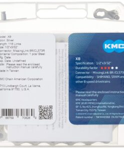 KMC X8.99/X8 Bicycle Chain (1/2 x 3/32-Inch, 116L, Silver) 1 28 81CA6PhXISL