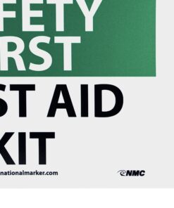 Alternative view of NMC SF41P OSHA Sign, "SAFETY FIRST FIRST AID KIT", 10" Width x 7" Height, Pressure Sensitive Vinyl, Green/Black on White