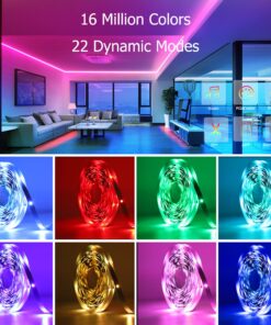 Alternative view of KEELIXIN 65.6ft LED Lights for Bedroom, Music Sync RGB LED Strip Lights with APP & Remote Control, Luces LED para Cuarto, Bluetooth LED Lights for Room, Home Decoration