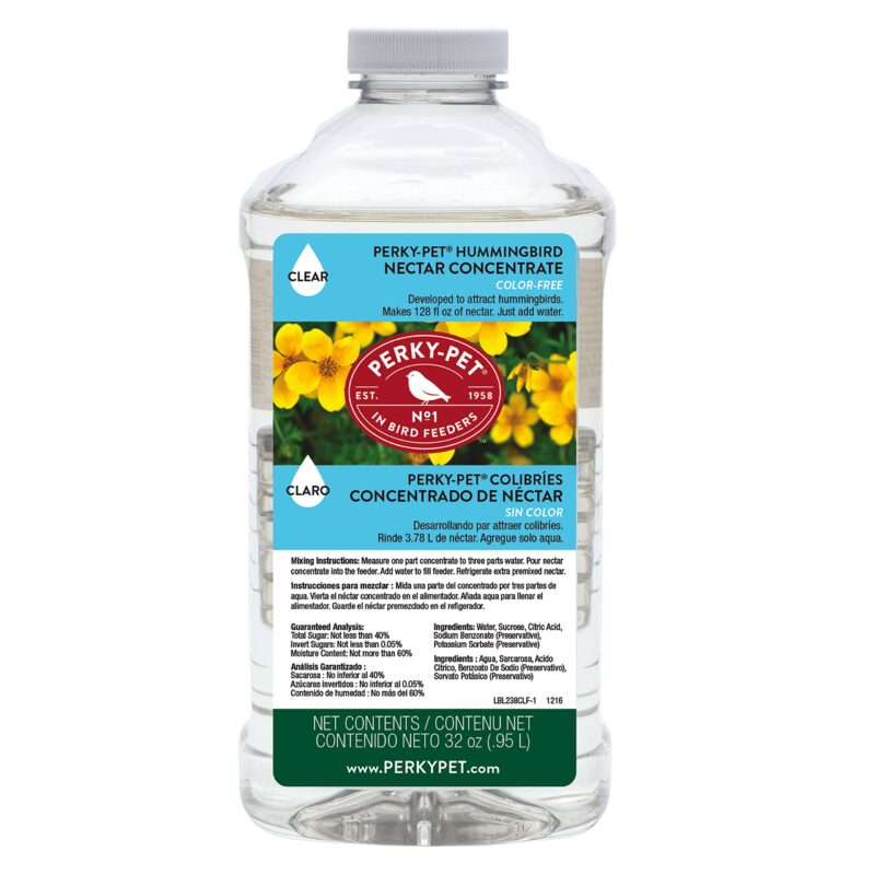 Perky-Pet Hummingbird Liquid Nectar Concentrate - 32 oz Concentrate - Makes 128 oz of Hummingbird Food Nectar Suet 32 Fl Oz (Pack of 1)