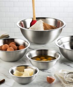 FineDine Stainless Steel Mixing Bowls (Set of 6) - Easy To Clean, Nesting Bowls for Space Saving Storage, Great for Cooking, Baking, Prepping 6 Pack 36 81CGhAQ0L4L