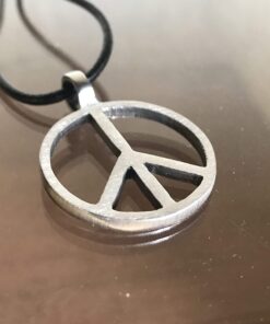 Trilogy Jewelry Pewter Classic Peace Sign Love Hippie Pendant on Leather Necklace 12 81CJQ amCL