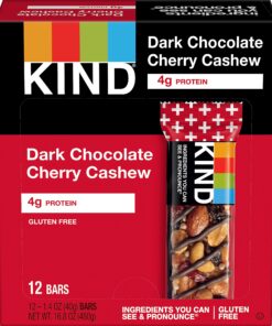 KIND Bars, Dark Chocolate Cherry Cashew, Healthy Snacks, Gluten Free, 12 Count 12 Count (Pack of 1) 14 81CJdWlmWvL