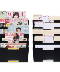 Wallniture Lisbon 10-Tier Wall Mounted File Holder and Desk Organizer, Metal Black Office Organization and Storage Rack 12 81CKAyZbqnL