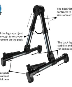 Alternative view of Folding Instrument Stand for Guitar, Bass, Violin, Ukulele, Banjo, Mandolin (Metallic Dark Blue)