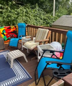 Best Choice Products Set of 2 Adjustable Steel Mesh Zero Gravity Lounge Chair Recliners w/Pillows and Cup Holder Trays, Light Blue 42 81CKwmU3MwL