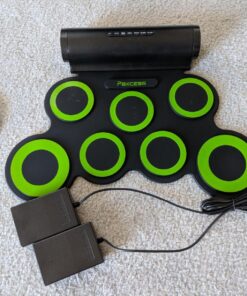 PAXCESS Electronic Drum Set, Roll Up Drum Practice Pad Midi Drum Kit with Headphone Jack Built-in Speaker Drum Pedals Drum Sticks 10 Hours Playtime,Great Holiday Birthday Gift for Kids green 45 81CPGgHKnL