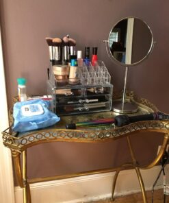 MIRRORVANA 10X Magnifying Makeup Mirror on Stand for Bedroom and Bathroom, Free Standing Desk & Table Mirror, Double Sided 10X/1X Magnification, 35cm Tall 18cm Wide 18cm (7-inch) Diameter 37 81CPVd7hEvL
